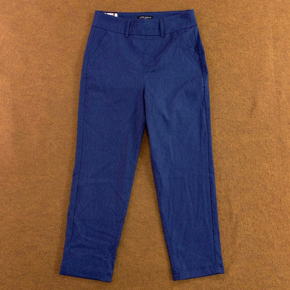 Mario Serrani Womens XS Blue Stretch Cropped Capri Pants NWT